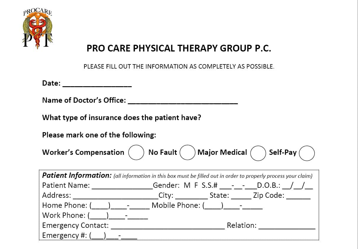 new patient intake form